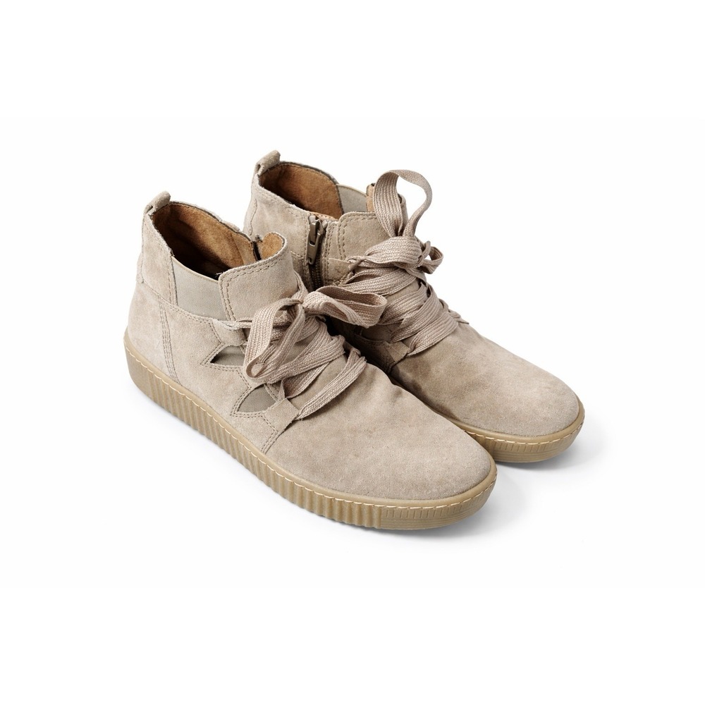 Gabor Womens‎ Ankle Boots Size 5 Beige Suede Lace Up Comfort Casual Zip